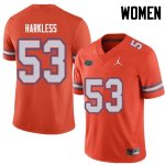 Women's Florida Gators #53 Kavaris Harkless NCAA Jordan Brand Orange Authentic Stitched College Football Jersey GZU4462EV